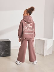 Mocha Brown Hoodie and Wide Leg Joggers Set (3-16yrs) - Image 1 of 10