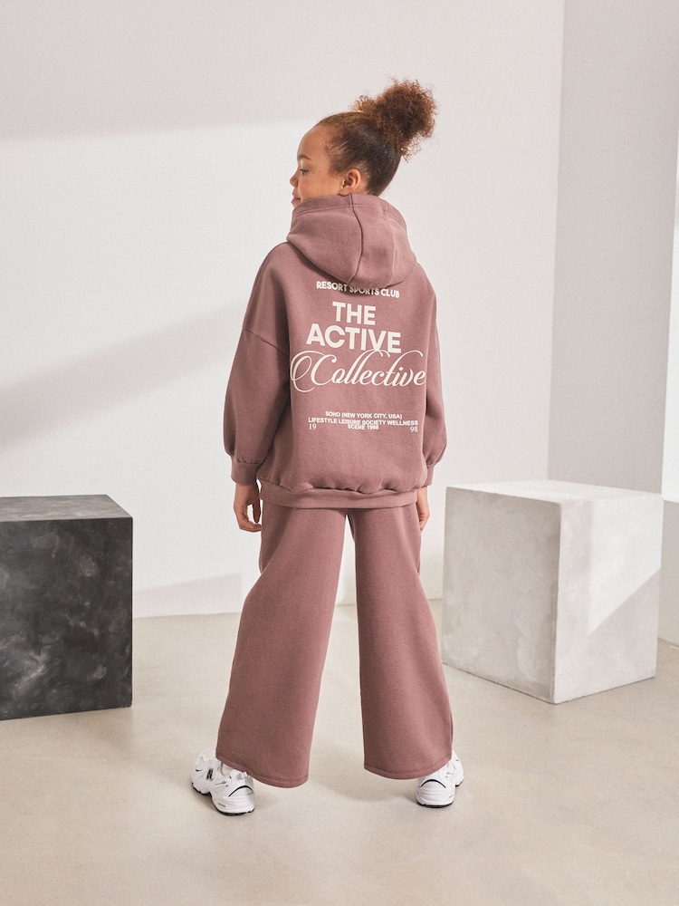 Mocha Brown Hoodie and Wide Leg Joggers Set (3-16yrs) - Image 1 of 10
