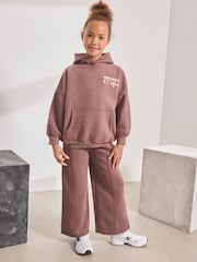Mocha Brown Hoodie and Wide Leg Joggers Set (3-16yrs) - Image 2 of 10