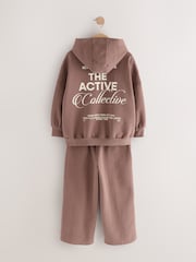 Mocha Brown Hoodie and Wide Leg Joggers Set (3-16yrs) - Image 6 of 10
