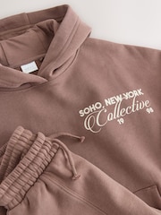 Mocha Brown Hoodie and Wide Leg Joggers Set (3-16yrs) - Image 9 of 10