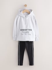Grey Slogan Hoodie And Leggings Set (3-16yrs) - Image 5 of 10
