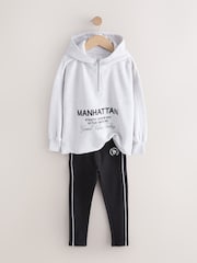 Grey Slogan Hoodie And Leggings Set (3-16yrs) - Image 6 of 10