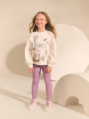 Cream/Lilac Kindness Bow Sweatshirt And Leggings Set (3-16yrs) - Image 1 of 4