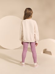 Cream/Lilac Kindness Bow Sweatshirt And Leggings Set (3-16yrs) - Image 2 of 4
