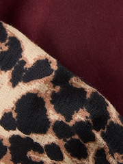 Burgundy Red Varsity Sweatshirt And Animal Print Wide Leg Trousers Set (3-16yrs) - Image 7 of 9