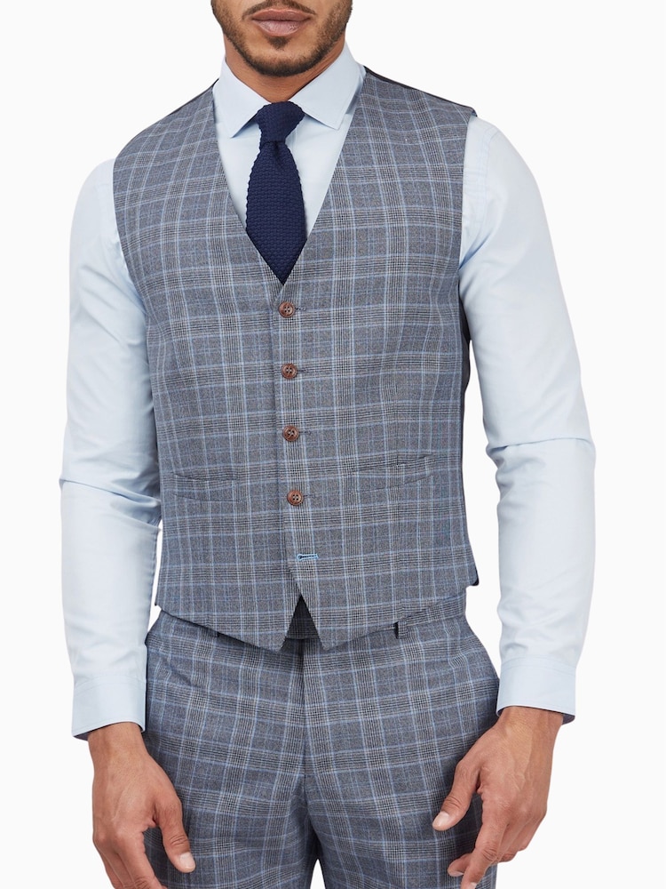 Antique Rogue Blue Letso Check Waistcoat - Image 1 of 3
