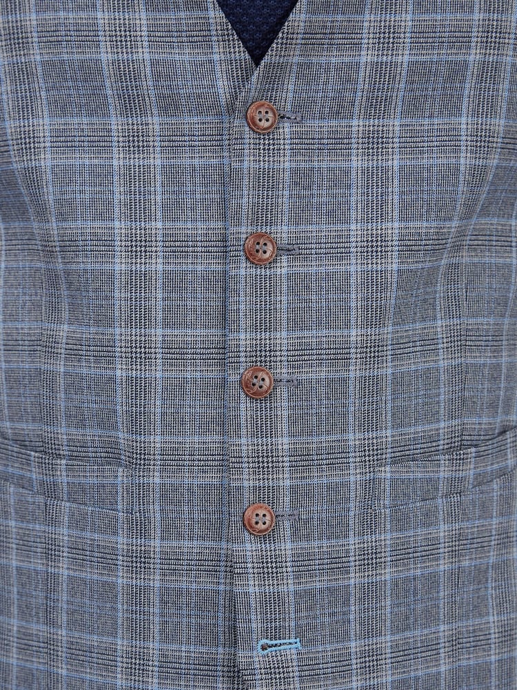 Antique Rogue Blue Letso Check Waistcoat - Image 3 of 3