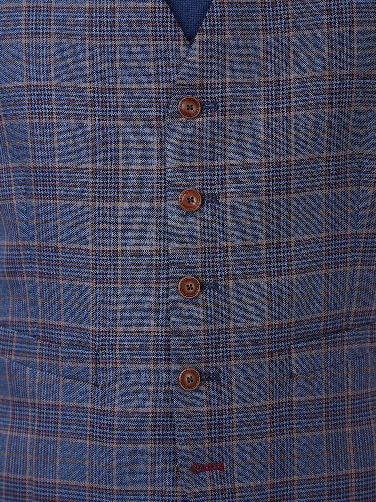 Antique Rogue Blue Overcheck Waistcoat - Image 3 of 3 Antique Rogue Blue Overcheck Waistcoat - Image 3 of 3