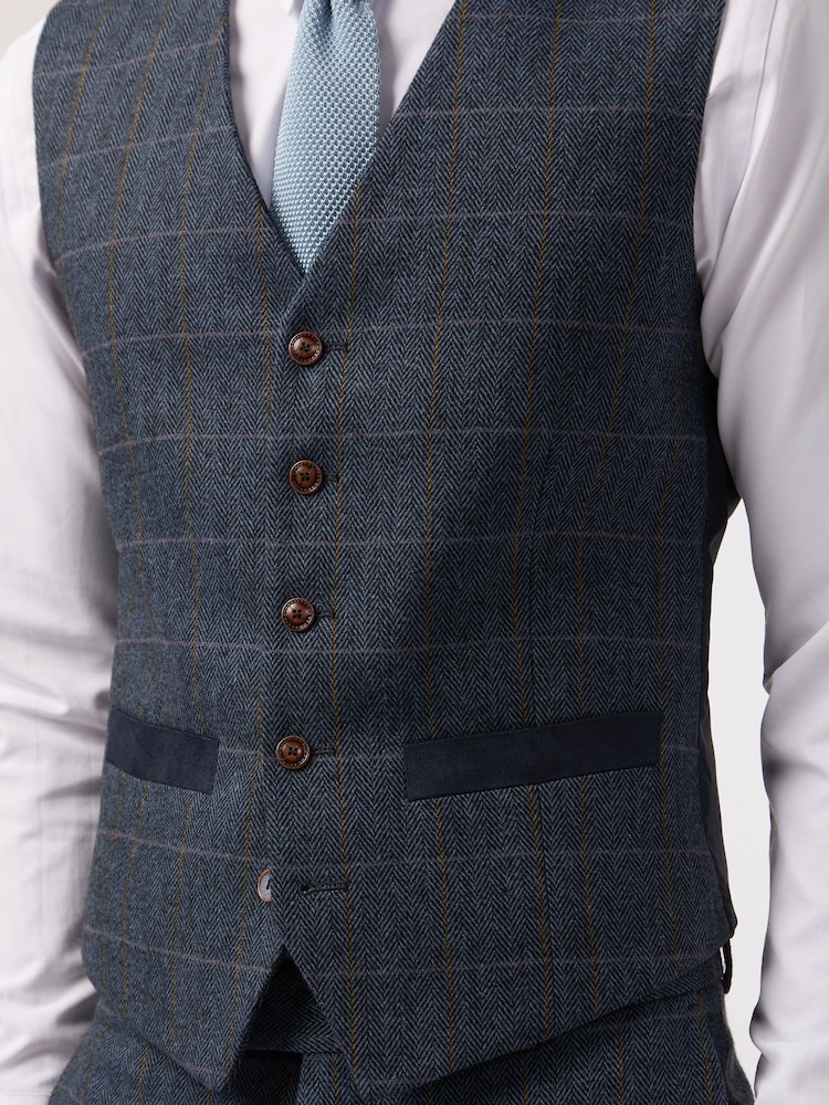 Antique Rogue Blue Check Waistcoat - Image 2 of 4