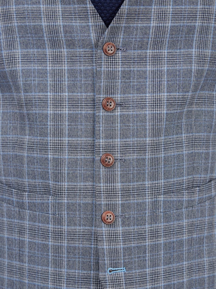 Antique Rogue Blue Check Waistcoat - Image 3 of 3
