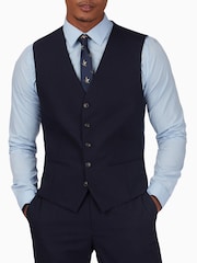 Antique Rogue Blue Curtis Plain Twill Waistcoats - Image 1 of 3
