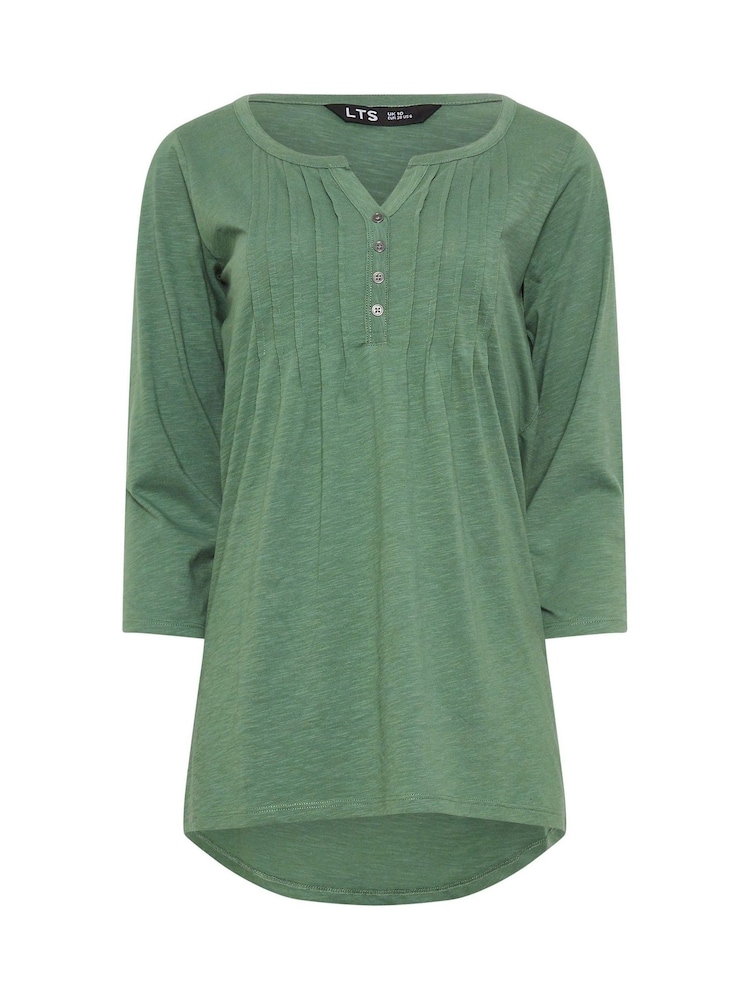 Long Tall Sally Green Pintuck Henley 100% Cotton Tops 2 Pack - Image 3 of 4