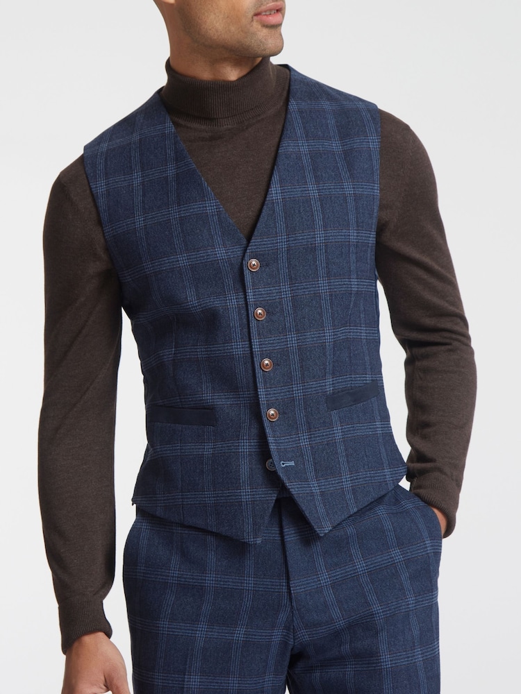 Antique Rogue Blue Hart Tweed Waistcoat - Image 1 of 4