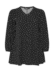 Yours Curve Black Pleated Front Swing Top - Image 5 of 5