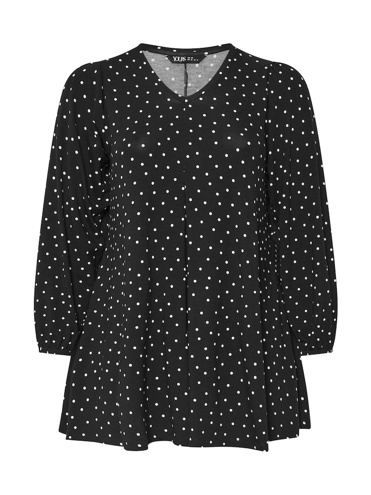 Yours Curve Black Pleated Front Swing Top - Image 5 of 5