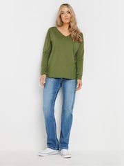 Verde - Pack de 2 camisetas de algodón 100 % con cuello en pico Sold de Long Tall Sally - Imagen 4 de 8