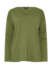 Verde - Pack de 2 camisetas de algodón 100 % con cuello en pico Sold de Long Tall Sally - Imagen 7 de 8