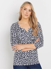 Long Tall Sally Blue 100% Cotton Pintuck Henley Top 2 Pack - Image 2 of 8