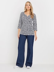 Long Tall Sally Blue 100% Cotton Pintuck Henley Top 2 Pack - Image 3 of 8