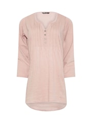 Long Tall Sally Blue 100% Cotton Pintuck Henley Top 2 Pack - Image 7 of 8