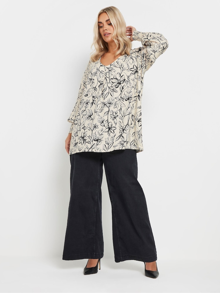 Yours Curve Red Pleated Front Shirred Top - Image 2 of 5