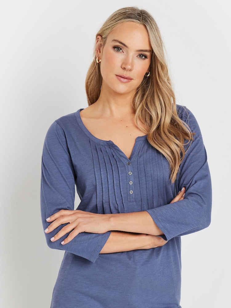 Long Tall Sally Pintuck Henley 100% Cotton Tops 2 Pack - Imagen 2 de 8