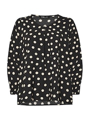 Yours Curve Black Pleated Front Shirred Top - Image 5 of 5