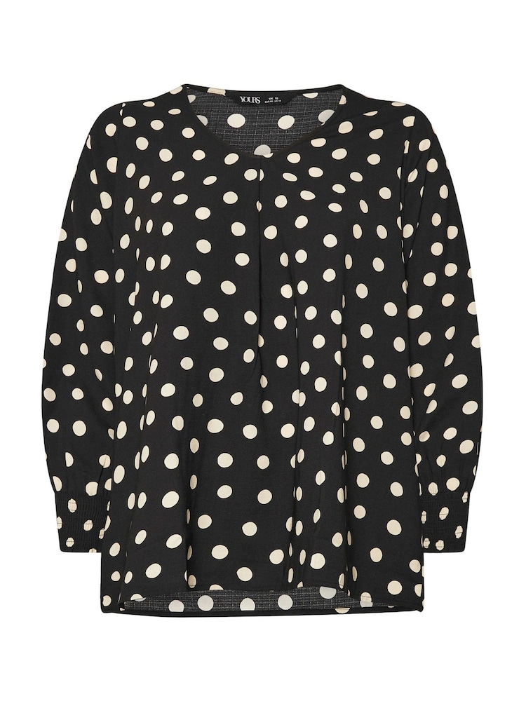 Yours Curve Black Pleated Front Shirred Top - Image 5 of 5
