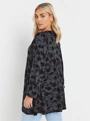 Yours Curve Grey Pleated Front Swing Top - Image 3 of 5