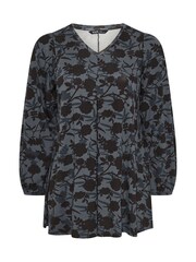 Yours Curve Grey Pleated Front Swing Top - Image 5 of 5