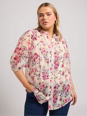 Yours Curve White Embellished High Waisted Full Blouse - Image 1 of 9