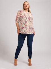 Yours Curve White Embellished High Waisted Full Blouse - Image 2 of 9