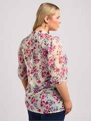 Yours Curve White Embellished High Waisted Full Blouse - Image 3 of 9