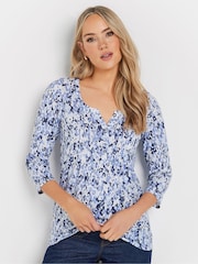 Long Tall Sally Blue Pintuck Henley 100% Cotton Tops 2 Pack - Image 2 of 8