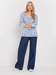 Long Tall Sally Blue Pintuck Henley 100% Cotton Tops 2 Pack - Image 3 of 8