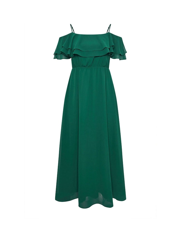 Yours Curve Green London Plain Cold Shoulder Dress - Image 5 of 5