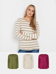 Long Tall Sally Green V-Neck 100% Cotton T-Shirts 3 Pack - Image 1 of 9