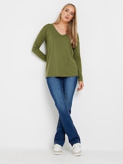 Long Tall Sally Green V-Neck 100% Cotton T-Shirts 3 Pack - Image 5 of 9