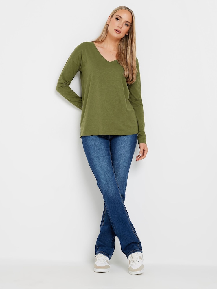 Long Tall Sally Green V-Neck 100% Cotton T-Shirts 3 Pack - Image 5 of 9
