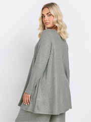 Yours Curve Grey Ribbed Foil Top - Image 3 of 5