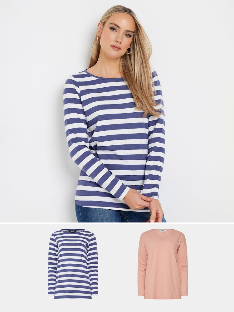 Pack de 2 camisetas de algodón 100 % con cuello en pico Sold de Long Tall Sally - Imagen 1 de 5