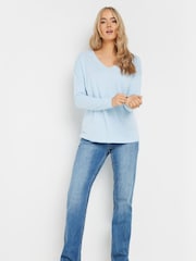 Long Tall Sally Blue V-Neck 100% Cotton T-Shirts 3 Pack - Image 3 of 7