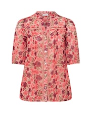 Yours Curve Pink London Dobby Crochet Pleated Blouse - Image 5 of 5