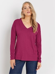 Rosa/gris - Pack de 2 camisetas de algodón 100 % con cuello en pico Sold de Long Tall Sally - Imagen 2 de 8
