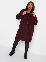 Yours Curve Red Faux Fur Coat - Image 3 of 6