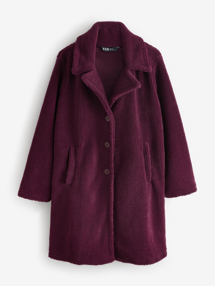 Yours Curve Red Faux Fur Coat - Image 6 of 6