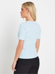 PixieGirl Petite Blue Short Sleeve Waffle Henley 100% Cotton Tops 2 Pack - Image 3 of 8