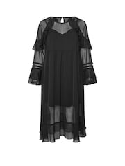 Yours Curve Black Ruffle Boho Dress - Image 5 of 5