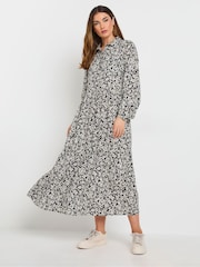 Long Tall Sally Black Ditsy Collar Tiered Smock Dress - Image 6 of 7